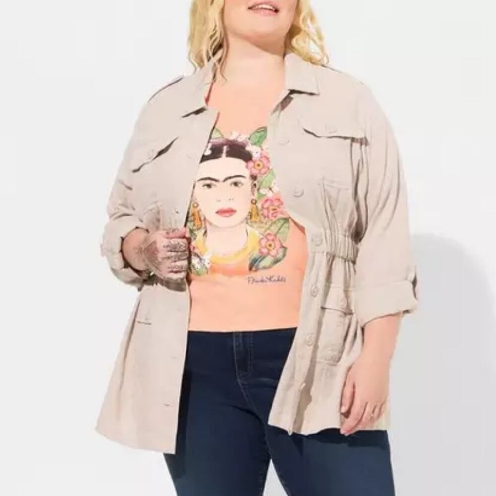 Torrid Neutral Double Gauze Utility Anorak 3X NWT 40365334 Chateau Gray